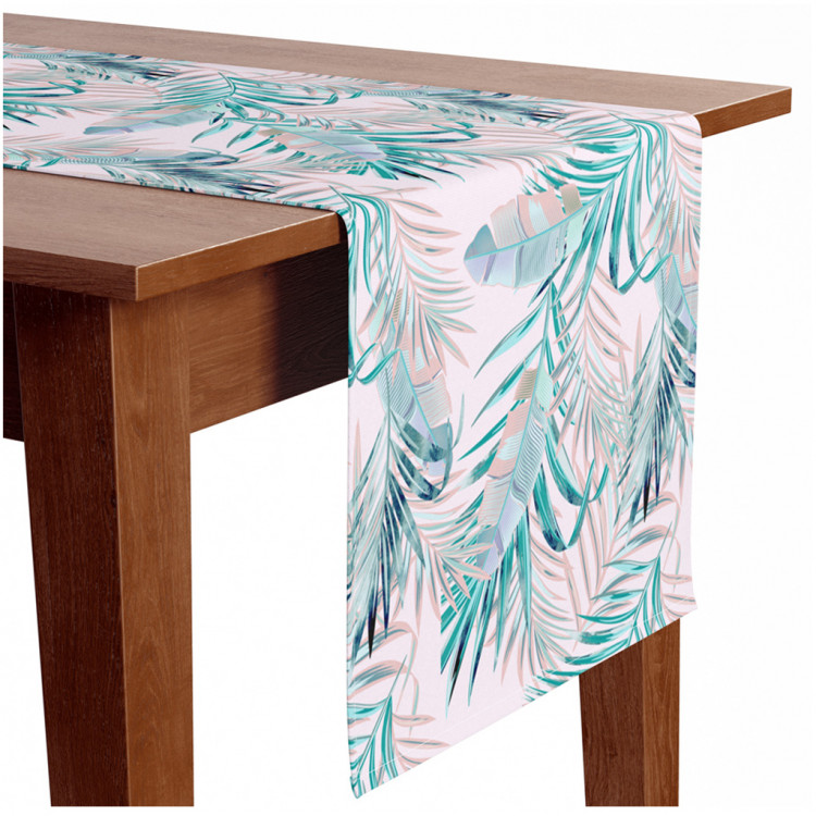 Table Runner Leaves - composition in shades of green and purple 147267