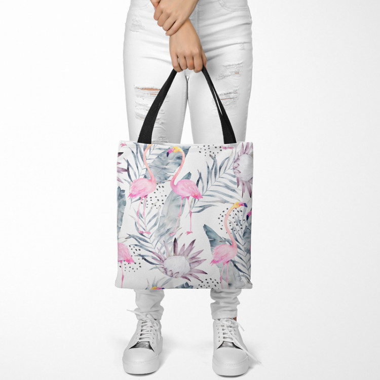 Shopping Bag Flamingos on holiday - floral design with exotic leaves and birds 147567 additionalImage 2