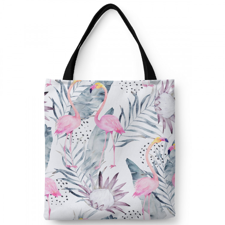Shopping Bag Flamingos on holiday - floral design with exotic leaves and birds 147567