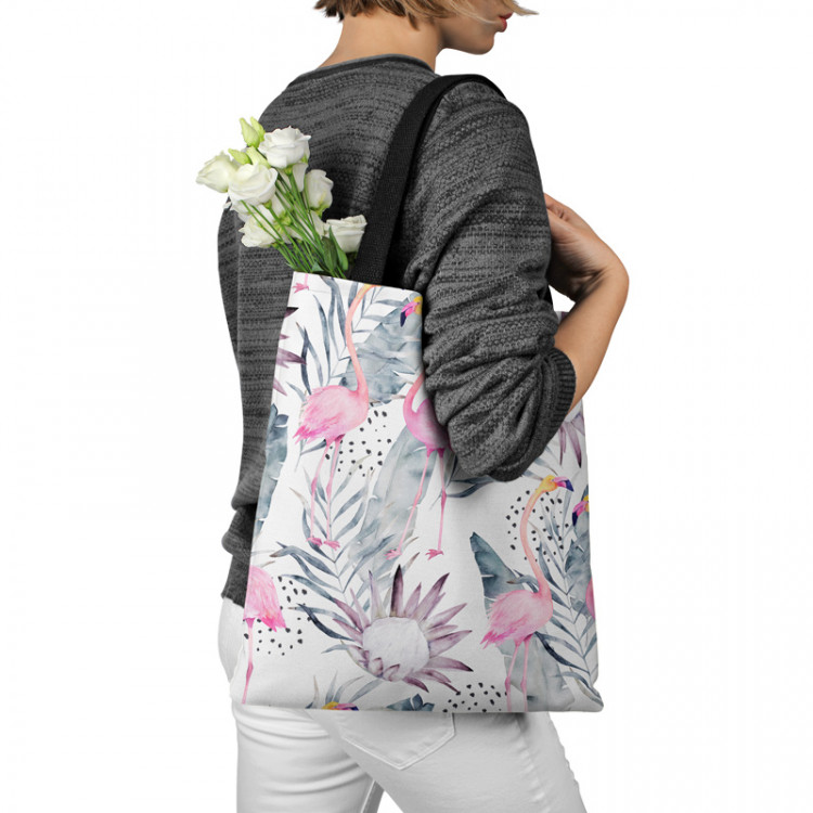 Shopping Bag Flamingos on holiday - floral design with exotic leaves and birds 147567 additionalImage 3