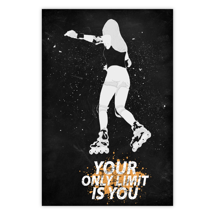 Wall Poster Teenager on Roller Skates - Girl With Roller Skates and Motivational Slogan 149267