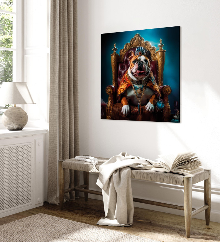 Canvas AI Dog English Bulldog - Animal in the Role of King on the Throne - Square 150267 additionalImage 5