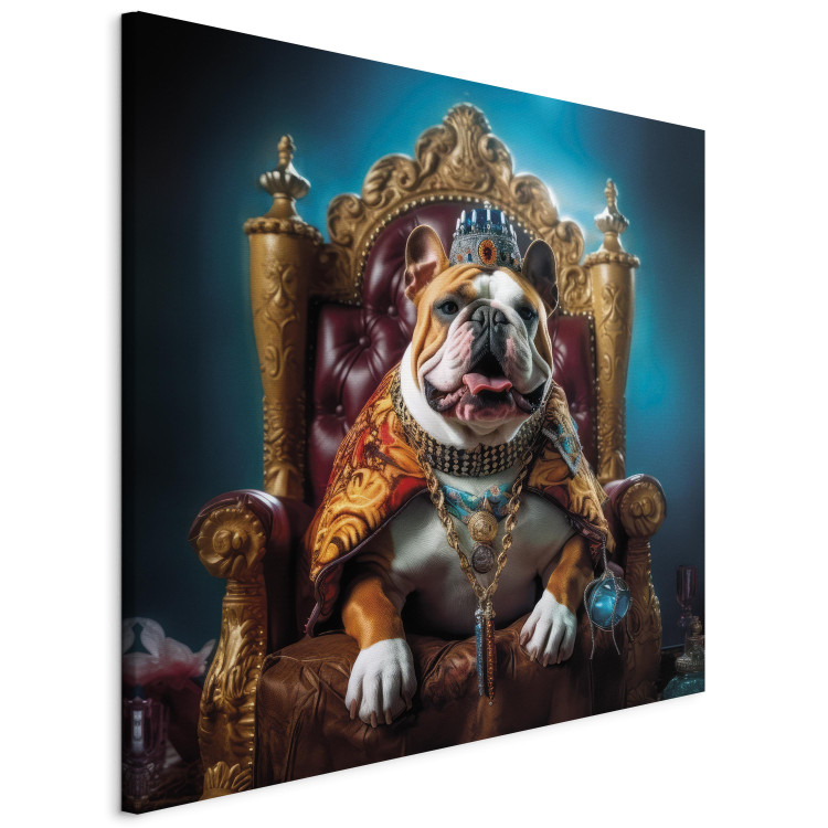 Canvas AI Dog English Bulldog - Animal in the Role of King on the Throne - Square 150267 additionalImage 2