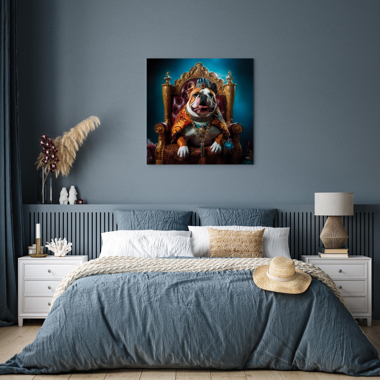 Canvas AI Dog English Bulldog - Animal in the Role of King on the Throne - Square 150267 additionalImage 3