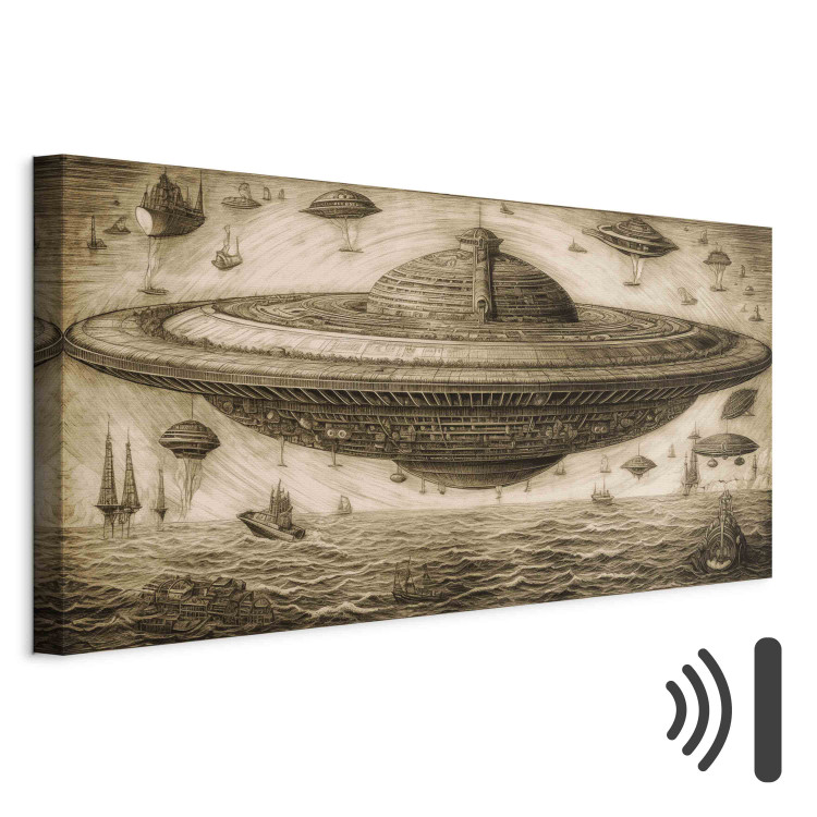 Canvas Print UFO Ship - A Sketch Inspired by the Style of Leonardo Da Vinci 151067 additionalImage 8