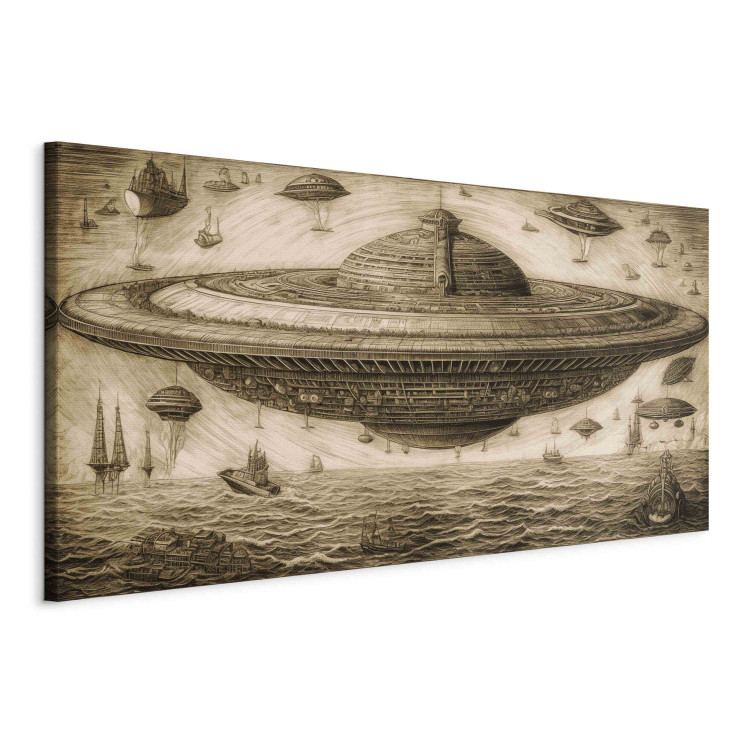 Canvas Print UFO Ship - A Sketch Inspired by the Style of Leonardo Da Vinci 151067 additionalImage 2