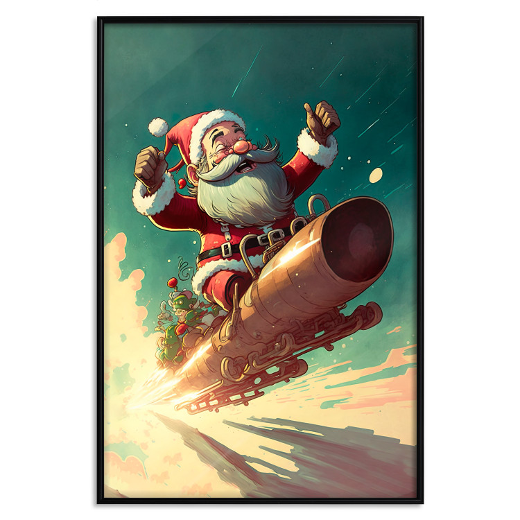 Poster Christmas Fever - Crazy Santa Flying in a Hurry on a Sleigh 151867 additionalImage 26