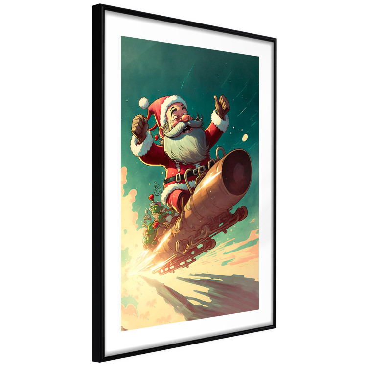 Poster Christmas Fever - Crazy Santa Flying in a Hurry on a Sleigh 151867 additionalImage 11