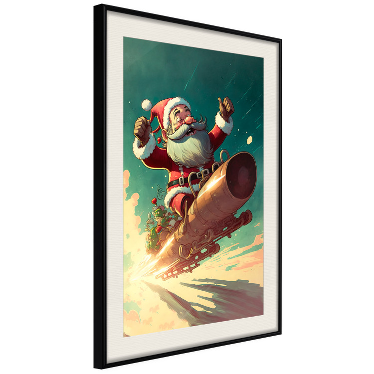 Poster Christmas Fever - Crazy Santa Flying in a Hurry on a Sleigh 151867 additionalImage 6