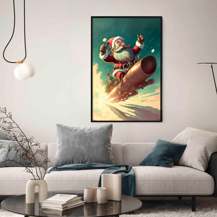 Poster Christmas Fever - Crazy Santa Flying in a Hurry on a Sleigh 151867 additionalImage 10