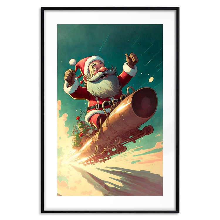 Poster Christmas Fever - Crazy Santa Flying in a Hurry on a Sleigh 151867 additionalImage 24