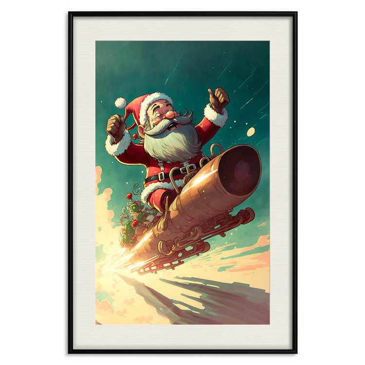Poster Christmas Fever - Crazy Santa Flying in a Hurry on a Sleigh 151867 additionalImage 23