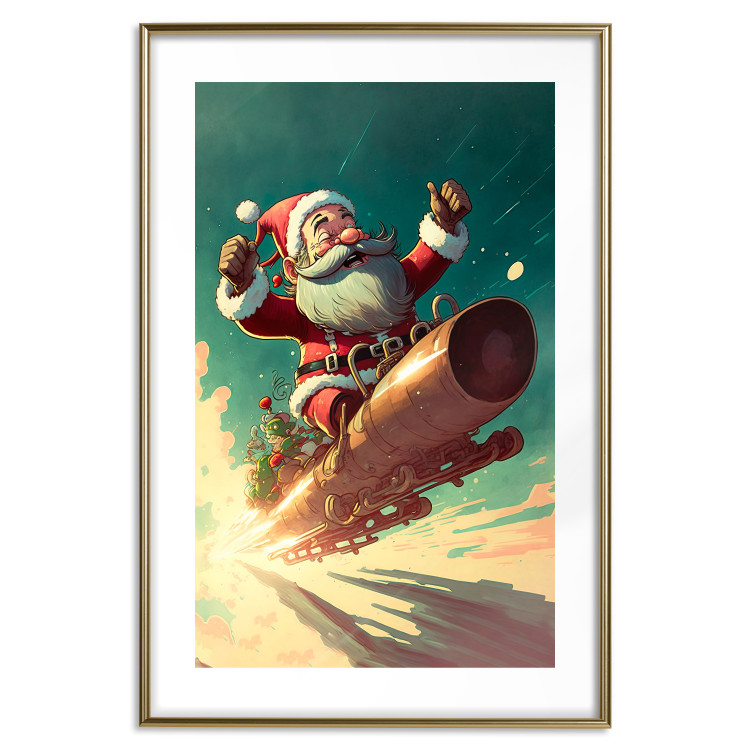 Poster Christmas Fever - Crazy Santa Flying in a Hurry on a Sleigh 151867 additionalImage 22