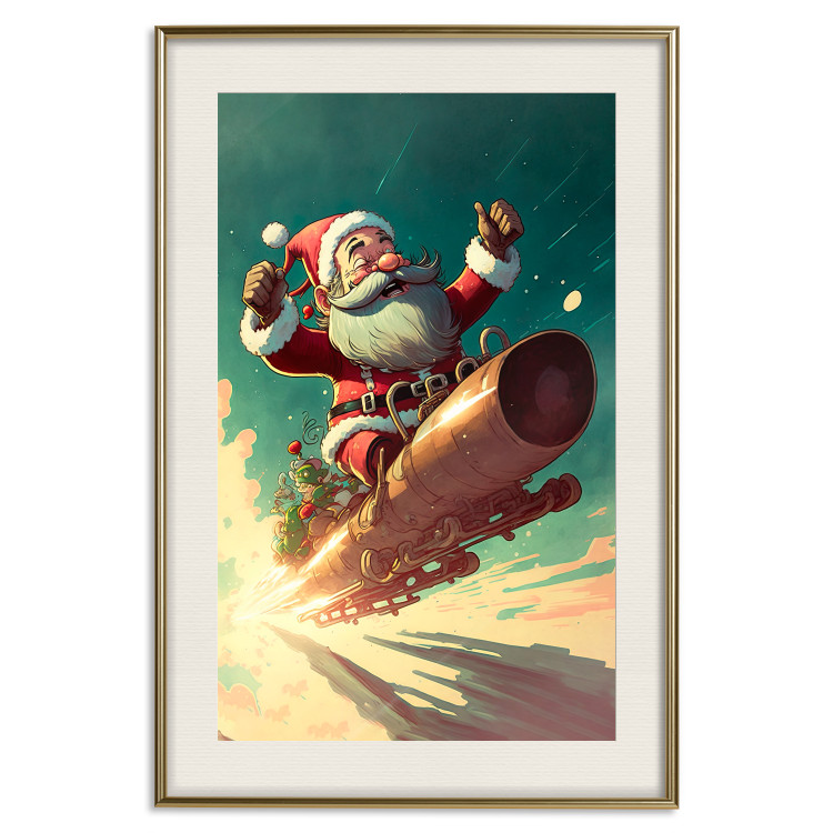 Poster Christmas Fever - Crazy Santa Flying in a Hurry on a Sleigh 151867 additionalImage 25