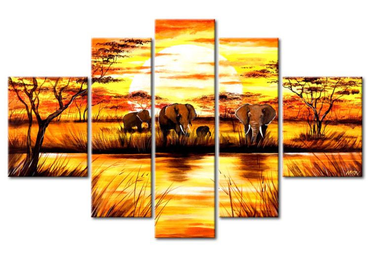 Canvas Print Thirsty elefants 49267