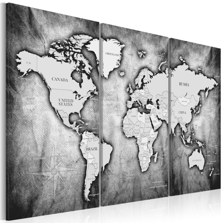 Canvas World Map: Platinum Triptych 91867 additionalImage 2