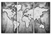 Canvas World Map: Platinum Triptych 91867