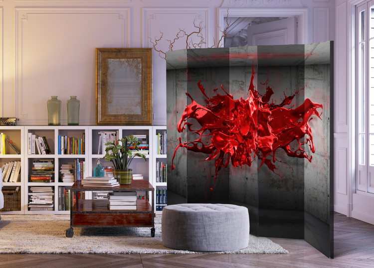 Room Divider Red Blotch II - abstract red illusion on a concrete background 95267 additionalImage 4