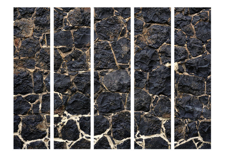 Folding Screen Stone Twilight II - architectural texture of black stones 95367 additionalImage 3