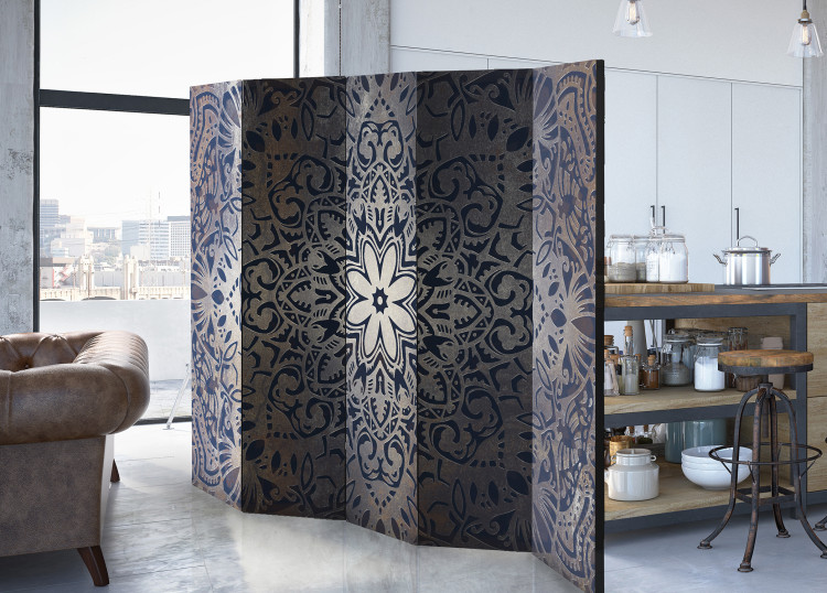 Folding Screen Iron Flowers II - oriental mandala with ornaments in a dark style 95467 additionalImage 4
