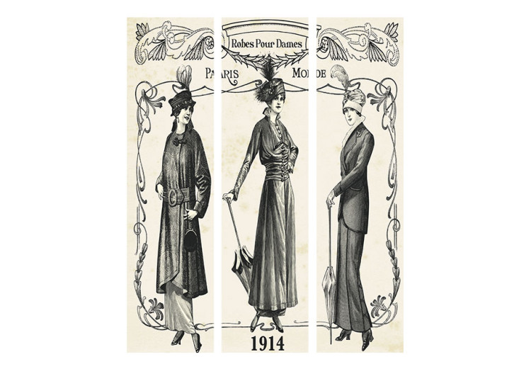 Room Divider Dress 1914 - women's silhouettes and French captions in retro style 95567 additionalImage 3