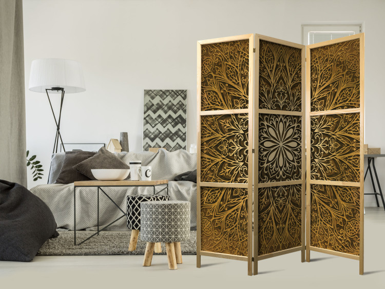 Room Divider Screen Sacred Circle - oriental brown mandala with geometric patterns 95667 additionalImage 8