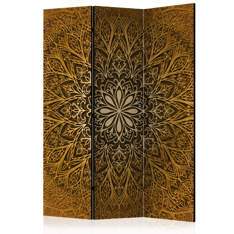 Room Divider Screen Sacred Circle - oriental brown mandala with geometric patterns 95667