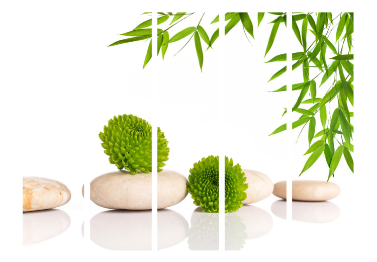 Folding Screen Green Relaxation II - plants with stones in a Zen style on a white background 96067 additionalImage 3