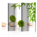 Folding Screen Green Relaxation II - plants with stones in a Zen style on a white background 96067