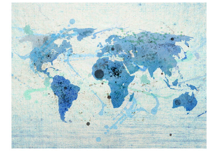 Wall Mural Blue world map - continents with watercolour painting effect 97067 additionalImage 1