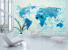 Wall Mural Blue world map - continents with watercolour painting effect 97067