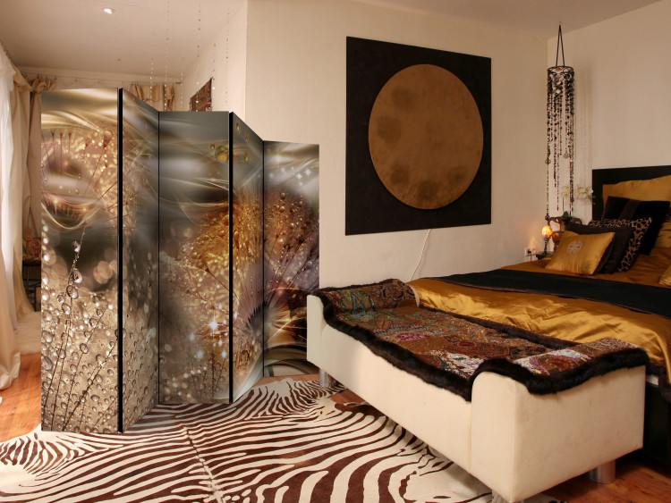 Room Divider Dandelion World II - dandelion amidst golden patterns against a water backdrop 113977 additionalImage 4