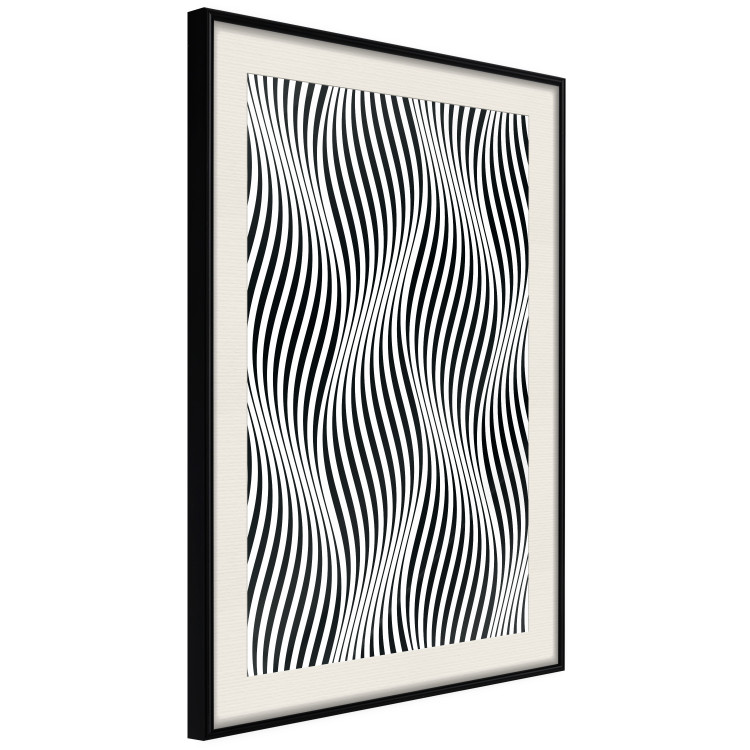 Poster Optical art - black and white composition with waves creating a 3D illusion 115077 additionalImage 3