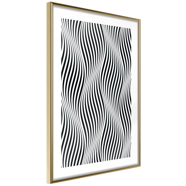 Poster Optical art - black and white composition with waves creating a 3D illusion 115077 additionalImage 6