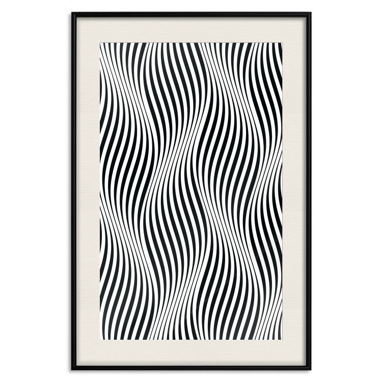 Poster Optical art - black and white composition with waves creating a 3D illusion 115077 additionalImage 18