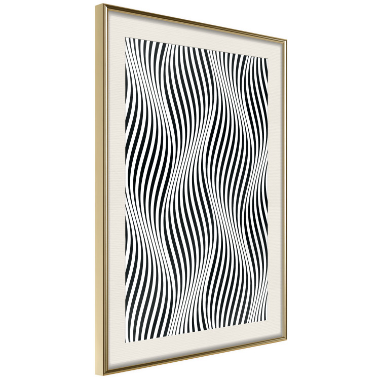 Poster Optical art - black and white composition with waves creating a 3D illusion 115077 additionalImage 2
