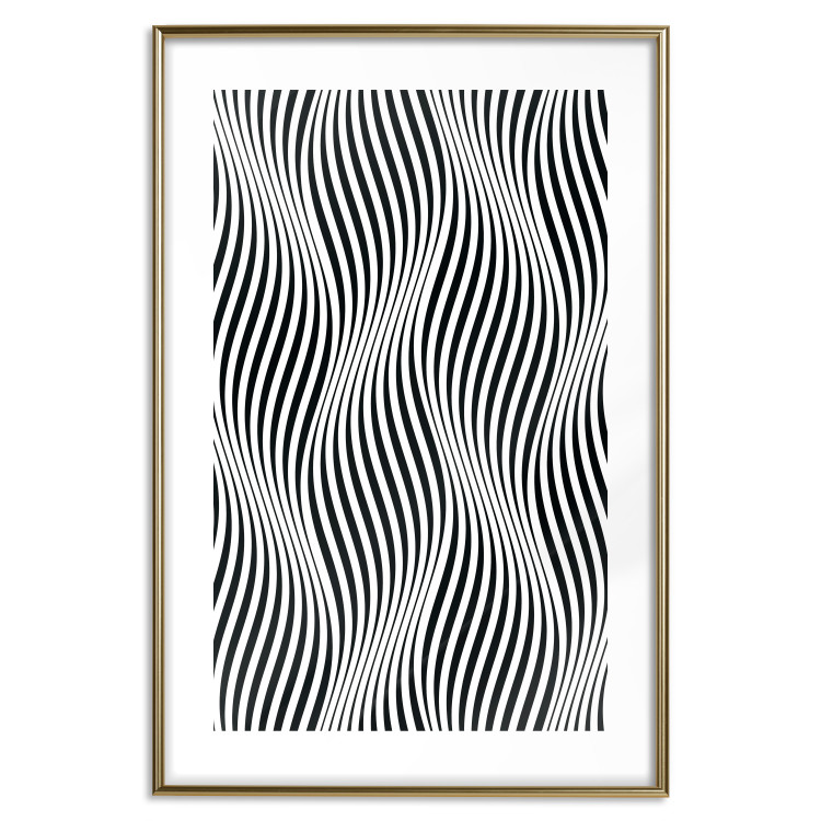 Poster Optical art - black and white composition with waves creating a 3D illusion 115077 additionalImage 16