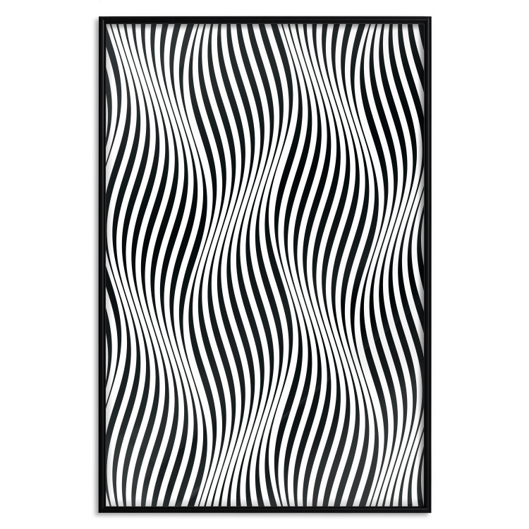 Poster Optical art - black and white composition with waves creating a 3D illusion 115077 additionalImage 18