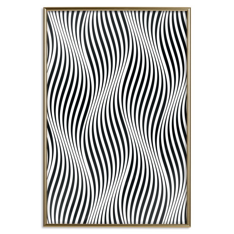 Poster Optical art - black and white composition with waves creating a 3D illusion 115077 additionalImage 20