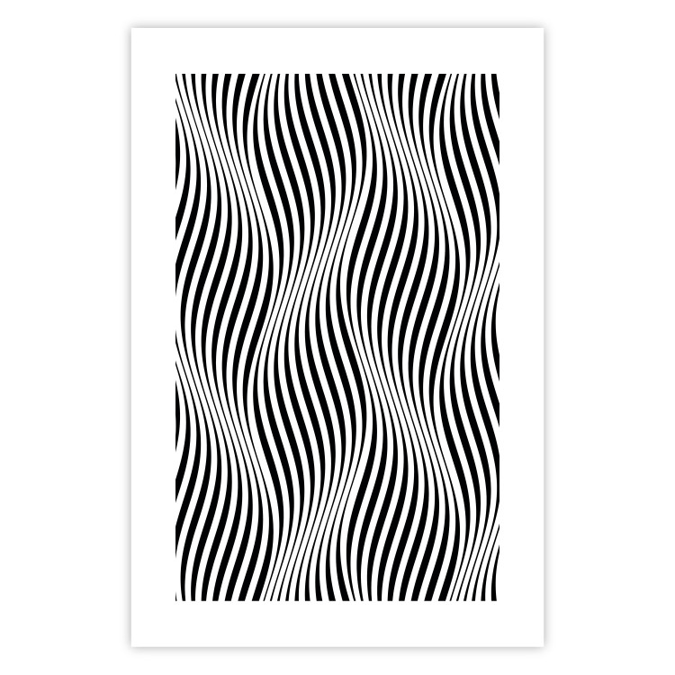 Poster Optical art - black and white composition with waves creating a 3D illusion 115077 additionalImage 19