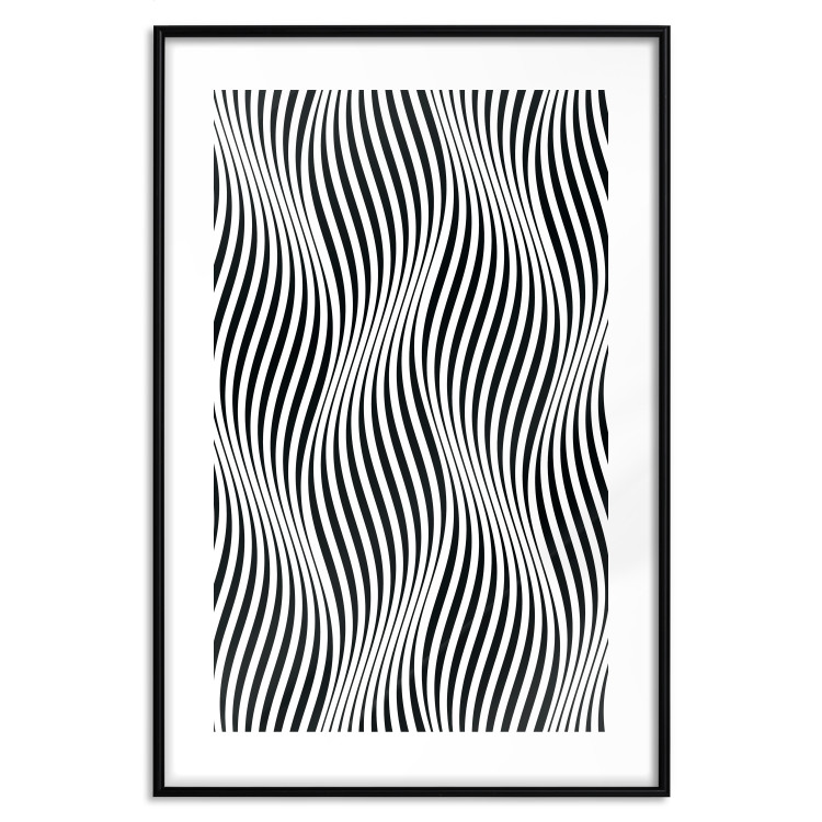 Poster Optical art - black and white composition with waves creating a 3D illusion 115077 additionalImage 17