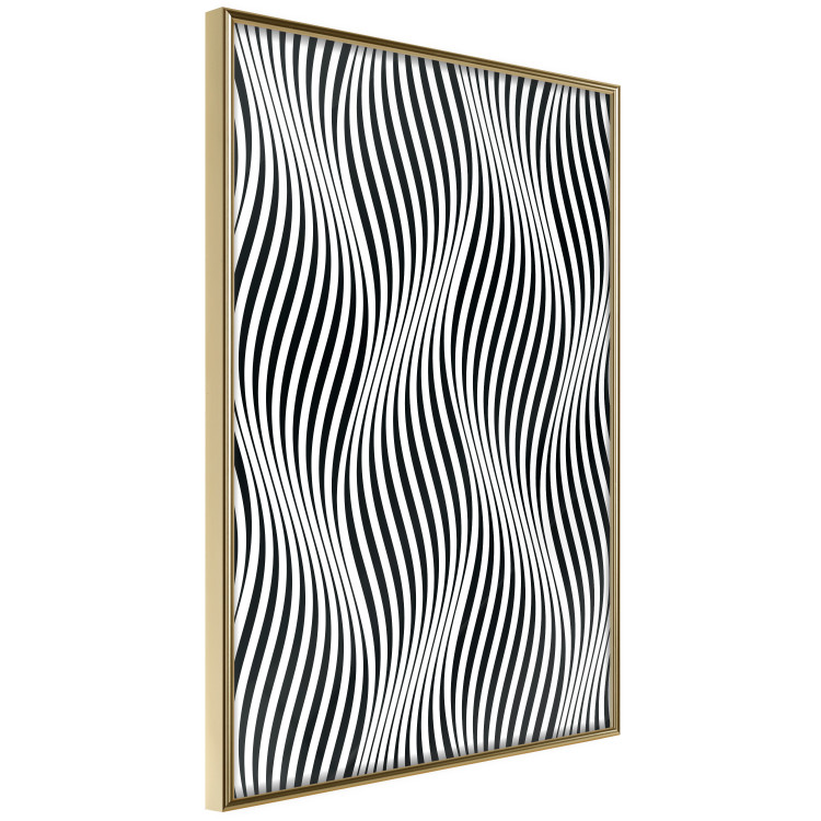 Poster Optical art - black and white composition with waves creating a 3D illusion 115077 additionalImage 12