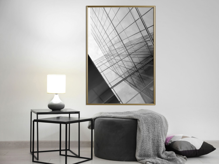 Poster Glass Skyscraper - black and white composition with modern architecture 116677 additionalImage 7