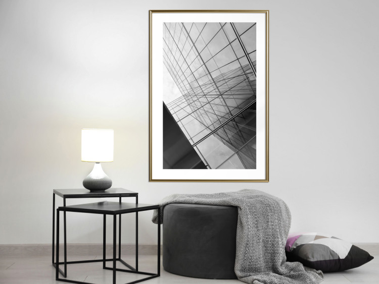 Poster Glass Skyscraper - black and white composition with modern architecture 116677 additionalImage 15