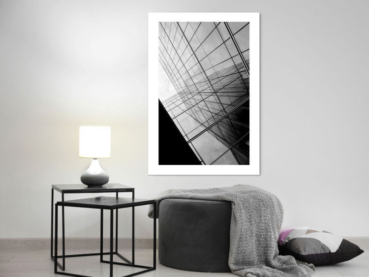 Poster Glass Skyscraper - black and white composition with modern architecture 116677 additionalImage 4