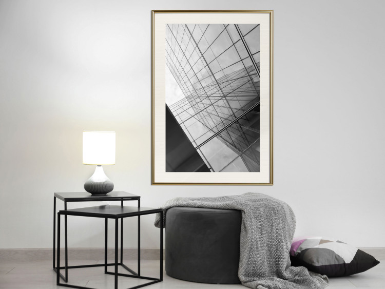 Poster Glass Skyscraper - black and white composition with modern architecture 116677 additionalImage 21