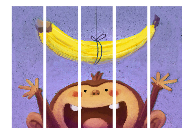 Room Separator Bananana II - funny monkey trying to take a yellow banana on a string 117377 additionalImage 3