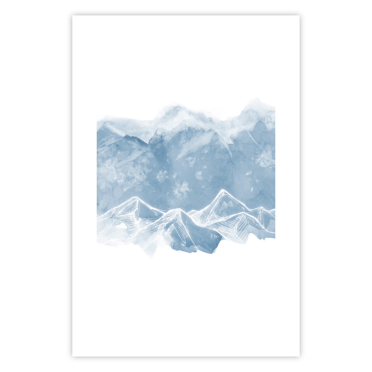 Poster Icy Land - winter landscape of snowy mountains on a uniform background 117777 additionalImage 19