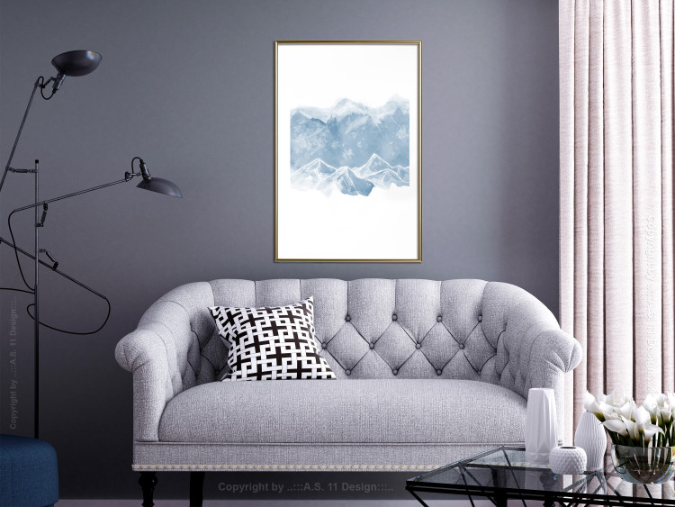 Poster Icy Land - winter landscape of snowy mountains on a uniform background 117777 additionalImage 13
