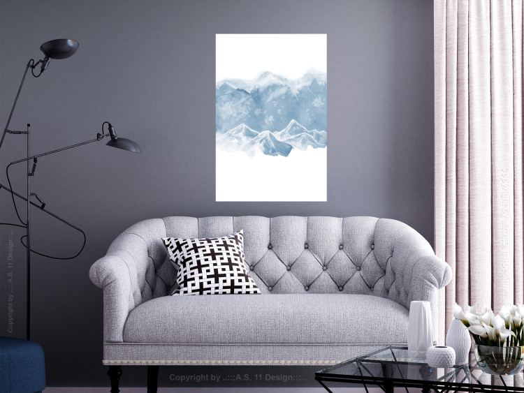 Poster Icy Land - winter landscape of snowy mountains on a uniform background 117777 additionalImage 17